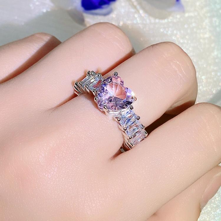 New Ladies  Accessories Aquamarine Gold Morgan Pink Morsan Diamond High carbon Zircon Ring
