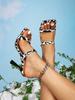 Sandals women's summer 2025 new square head open-toed stiletto high heels chain black slippers 2025