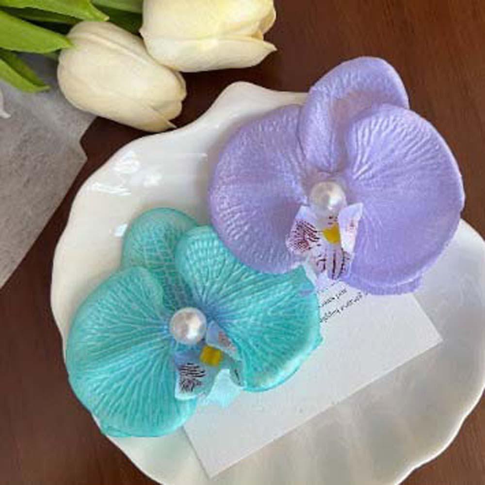 Bohemian Style Butterfly Orchid Hair Clip Sweet Women Side Clip Simple Orchid Flower Hairpin  Party