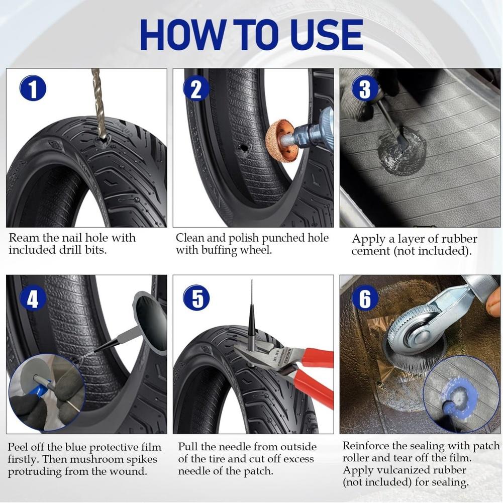 24pcs Tire Repair Patch Kit Rubber Mushroom Head Stoppers Puncture Fixing Natural Rubber Insert Tool Set For Car Motorbike Cycle