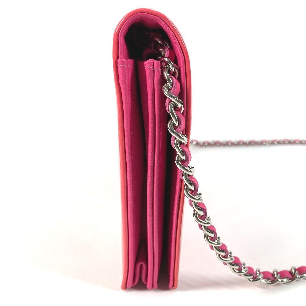 CHANEL Makeup Shoulder Bag Crossbody Long Wallet Patent Leather pink