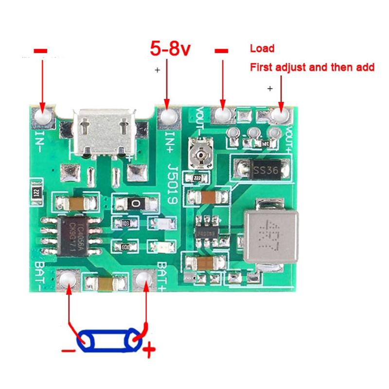 3.7V 9V 5V 2A Adjustable Step Up 18650 Lithium Battery Charging Discharge Integrated Module