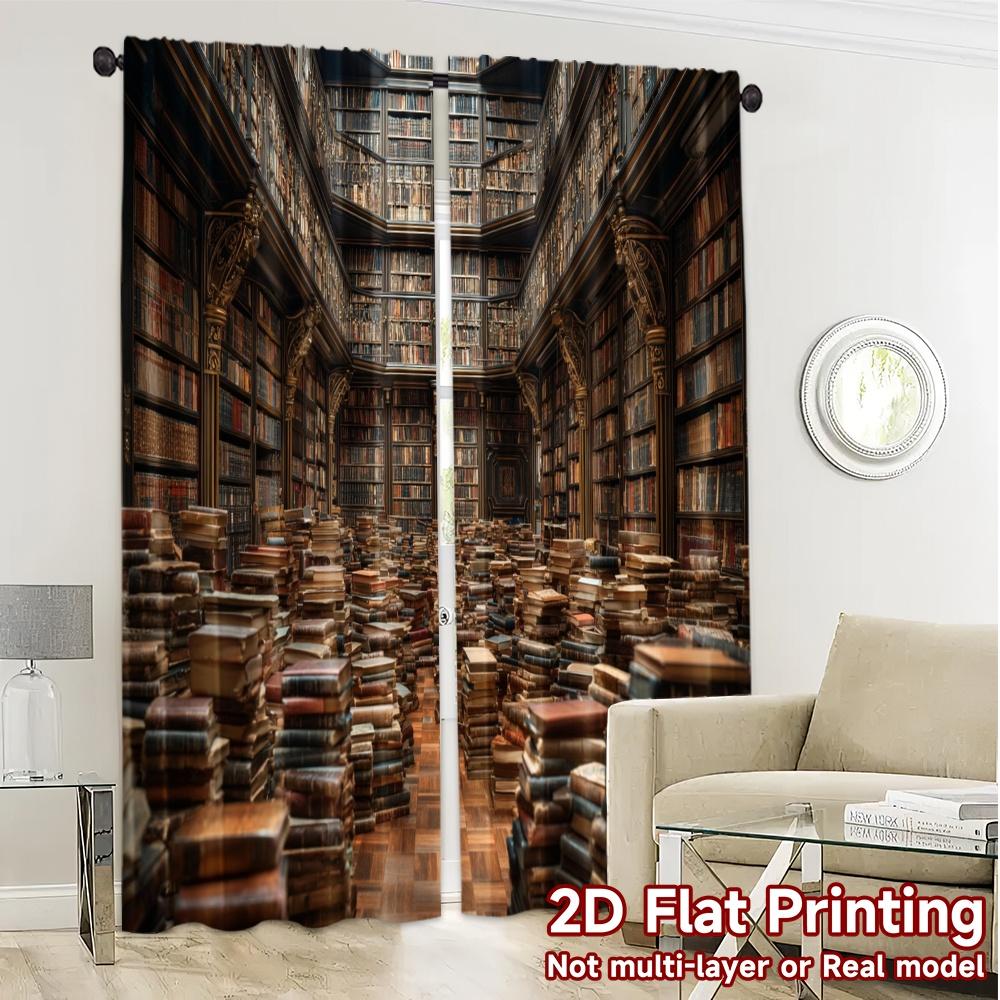 Set Of 2 Flat Printing Curtains Without Rod Literary Maze Popular Window Treatment Fabric Curtain Polyester Machine Washable