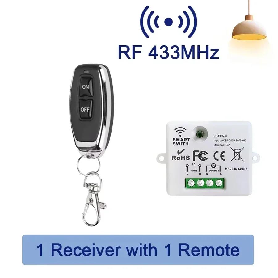 Wireless Remote Control Light Switch RF433MHz 10A Relay Receiver With ON/OFF Transmitter Wall Panel Switch For Led Lighting