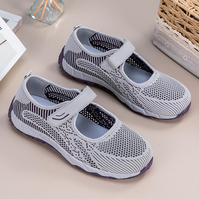 Fashion Women's Summer Hollow Breathable Flat Bottom Outdoor Hiking Non Slip Soft Soled Sports Shoes Comfortable Lazy Casual Shoes 35-43
