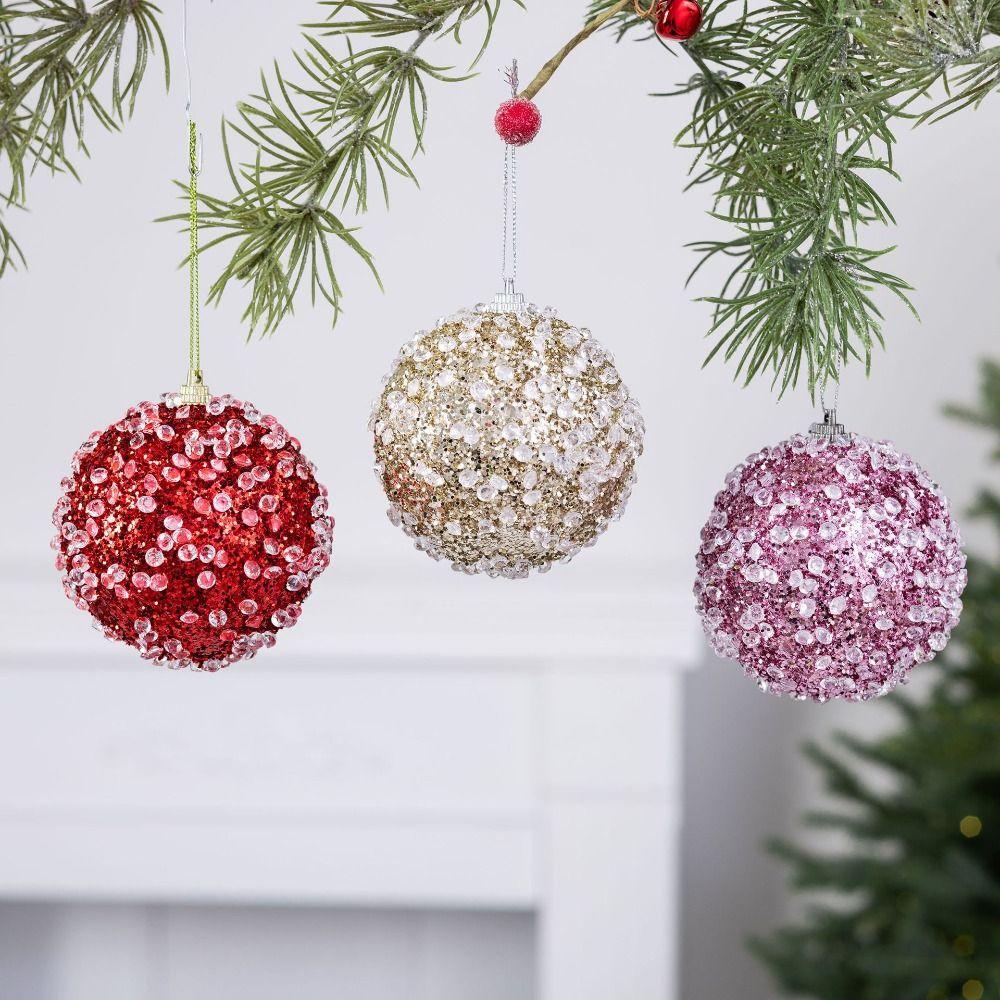 Foam Xmas Tree Hanging Baubles with Sequins Foam Xmas Spheres Pendant  Party