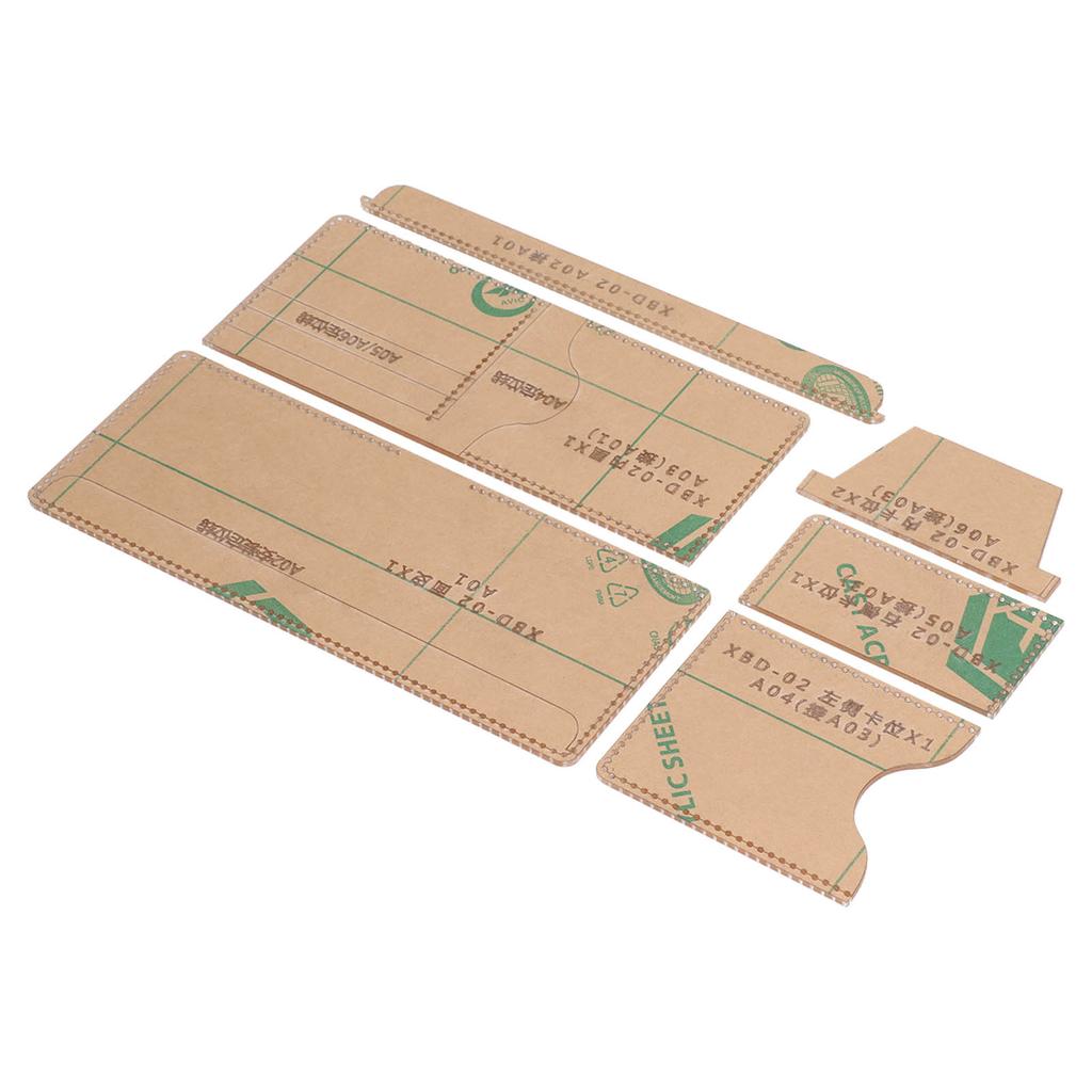 6PCS Acrylic Template DIY Wallet Pattern Handmade Making Mold Craft Tools Accessories for Card Bag