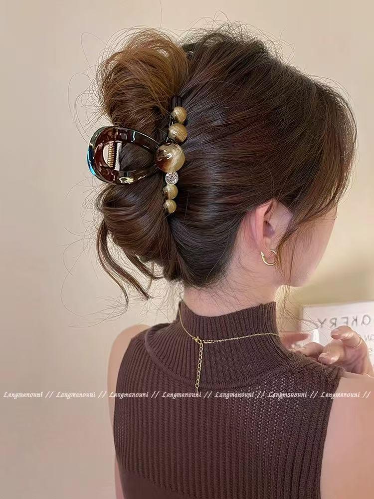 2025 Korean Style Large Updo Hair Clip for Thick Hair – Elegant Autumn Women’s Shark Clip