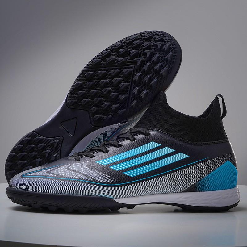 Mens High-Top Football Cleats TF Studs Turf Grass Training Match Lightweight Synthetic Upper