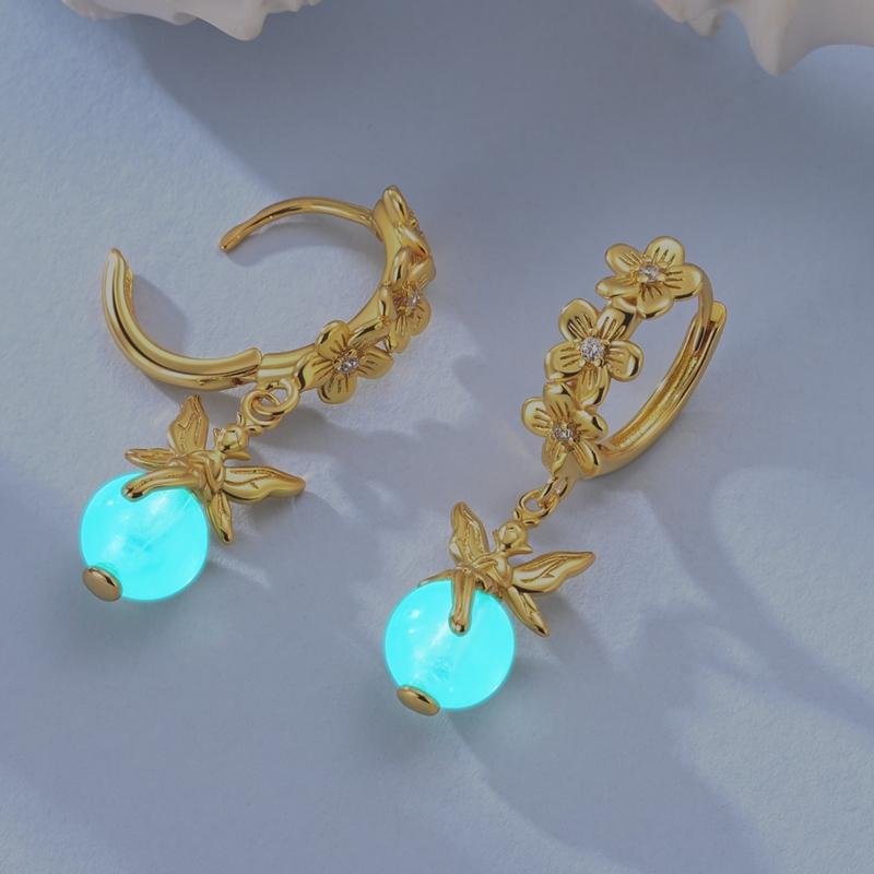 925 Sterling Silver Girl Wings Flower Tulip Earrings Star Petal Women Zircon Ear Studs Sparkling Pave Hoop Earring Jewelry Gift