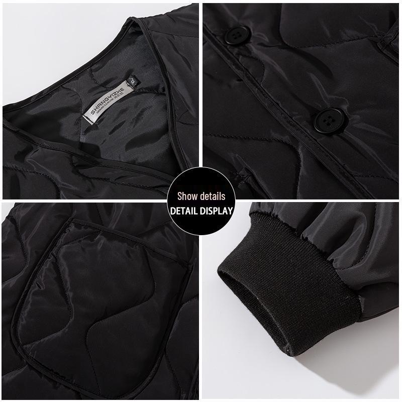 Heren Korean-Style Gewatteerde Baseballjas – Trendy Golfkraag, Casual Losse Pasvorm voor Herfst & Winter