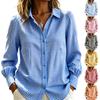 Camisa a Cuadros Versátil Casual para Mujer de Manga Larga con Botones Ajuste Holgado para Uso Diario