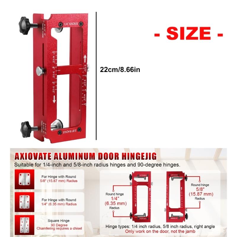 Aluminum Alloy Door Hinge Jig Set Door Frame Stable Locator Hinge Drilling Fixture Flat Heads Clamp for Precise Mortising