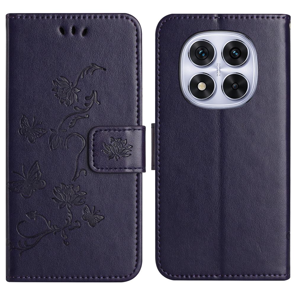 For Xiaomi Redmi Note 14 Pro+ 5G/Note 14 Pro 5G/Poco X7 5G Case Wallet Stand Imprinted Butterfly Flower PU Leather Phone Cover