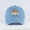 Vintage Floral Van Print Washed Baseball Cap Adjustable Unisex Cotton Travel Sun Hat