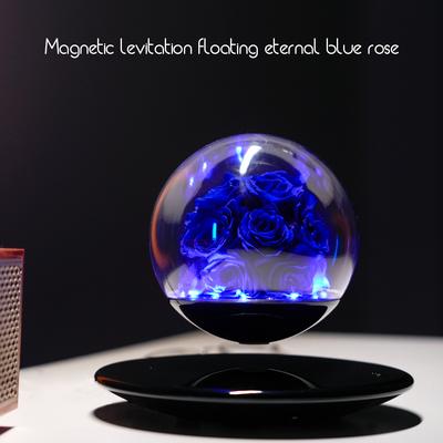 Fiore Stabilizzato Levitante Magnetico con Base Viola, Rotazione Libera a 360°, Decorazione per la Casa Regalo di Compleanno Regalo di San Valentino