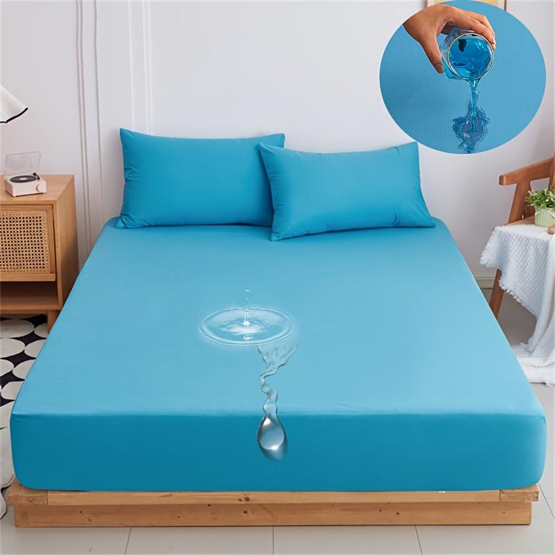 Safe Waterproof Mattress Cover Soft Comfortable Breathable Bed Cover with Elastic Band Fit Machine Washable Single Double Size