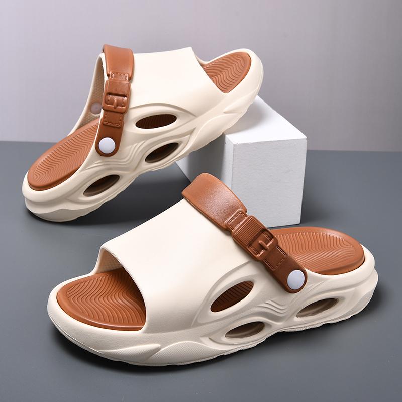 Fashion Summer Mens Fashion Beach Sandals Clogs Thick Sole Slipper Waterproof Anti Slip Sandals Flip Flops Non slip Soft EVA Hole Shoes