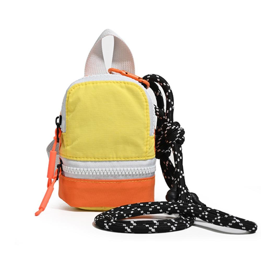Color-blocked Mini Backpack Coin Purse Colorful Canvas Coin Bag Earphone Storage Bag Daily