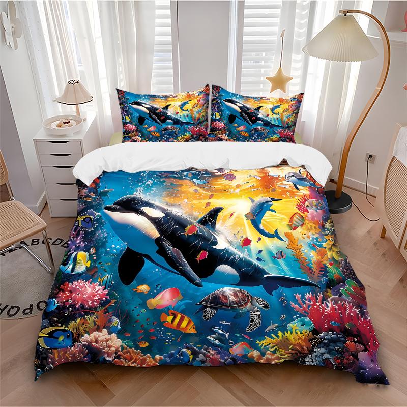 3Pcs Ocean Life Adventure Bedding Sets For All Sizes New 3D Printed Bed Cover Comforter Duvet Cover Pillowcase Bedroom Decoration