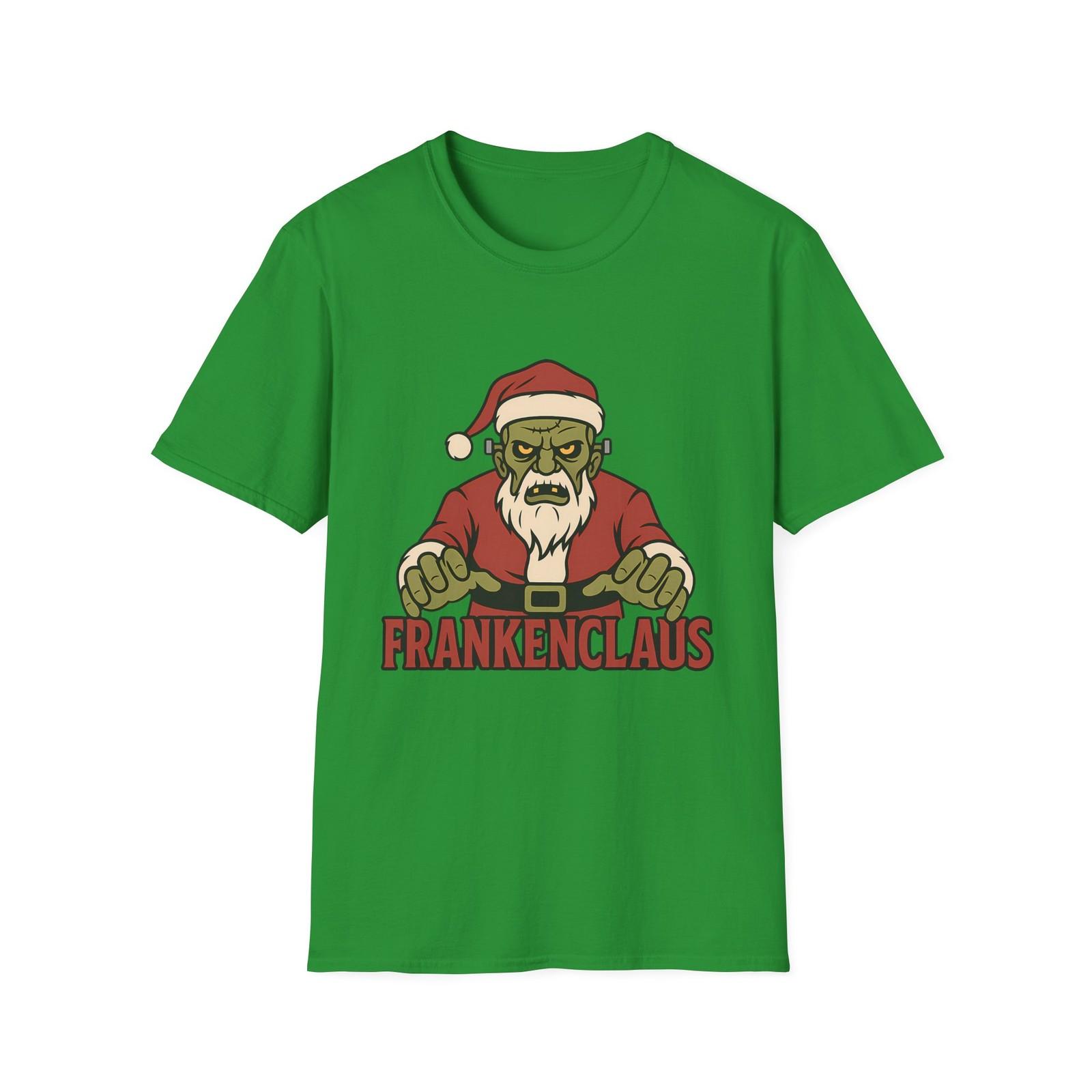 Unisex Softstyle T-Shirt Mens Womens Tees Top Frankenclaus Monster Santa Funny Spooky Christmas 2XL