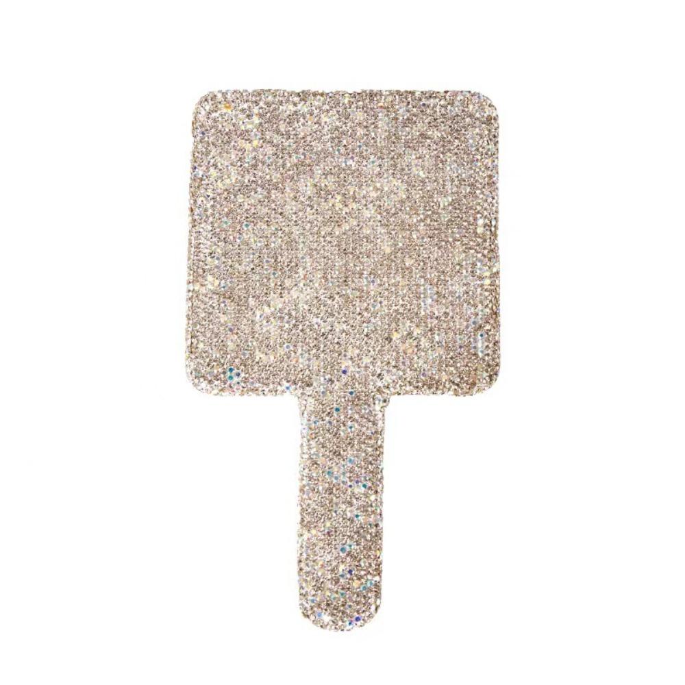 Shiny Love Heart Mirror Rhinestone Hand Cosmetic Mirror Sweet Handheld Makeup Mirror Girl