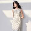 Women's 2026 Spring French Polka Dot Off-Shoulder A-Line Maxi Dress