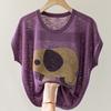 Women Sweaters Pullovers 2025 Summer Short Sleeve O-Neck Print Knitted Sweater Women Tops Pullover JJ196
