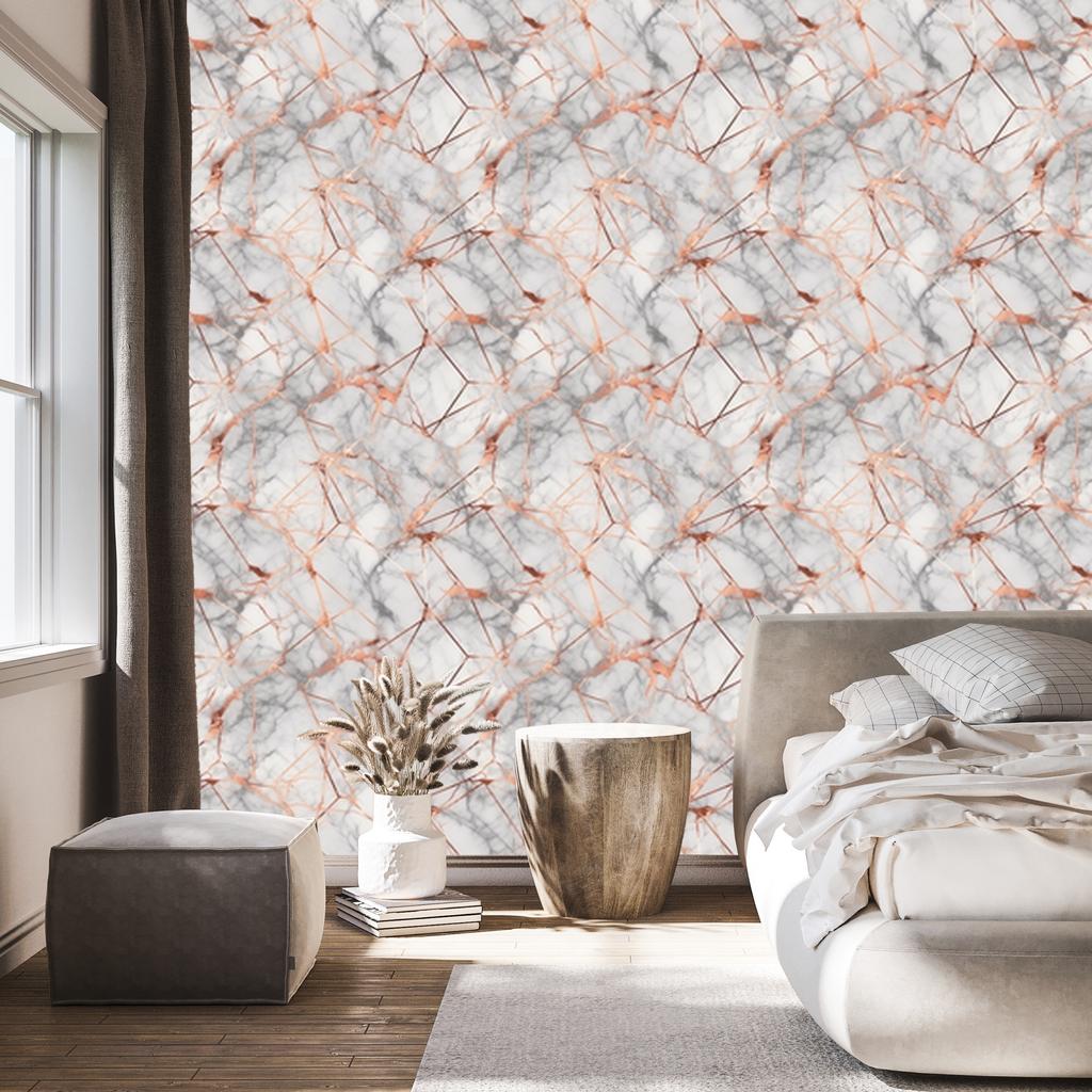 Marble Wallpaper Light Gray and Beige for Living Room and Bedroom 50x1000