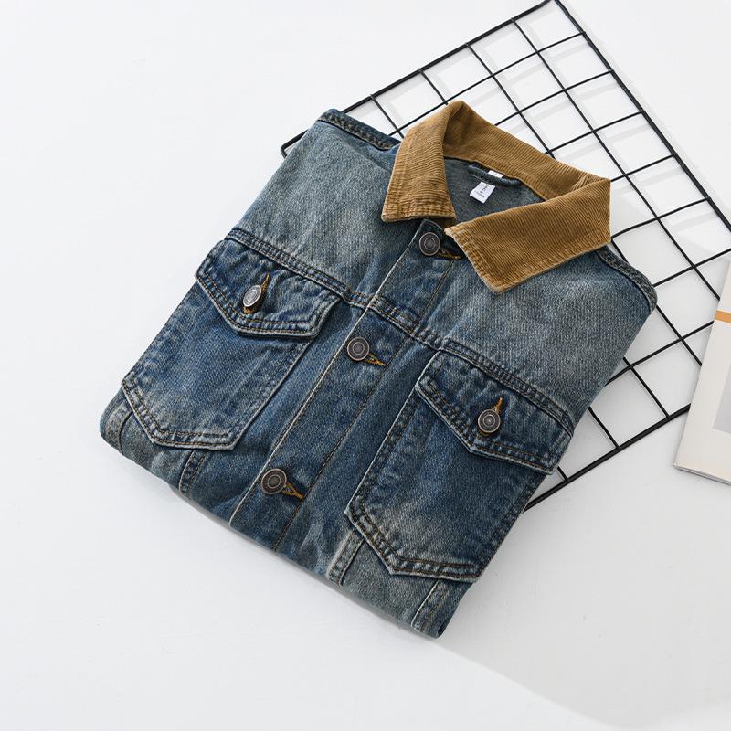 Men's Retro Patchwork Denim Jacket - Loose Fit, Versatile Casual Workwear for Spring and Autumn