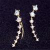 Women Fashion Star Shaped 7 Rhinestone Long Bride Ear Stud Earrings for Weeding Party