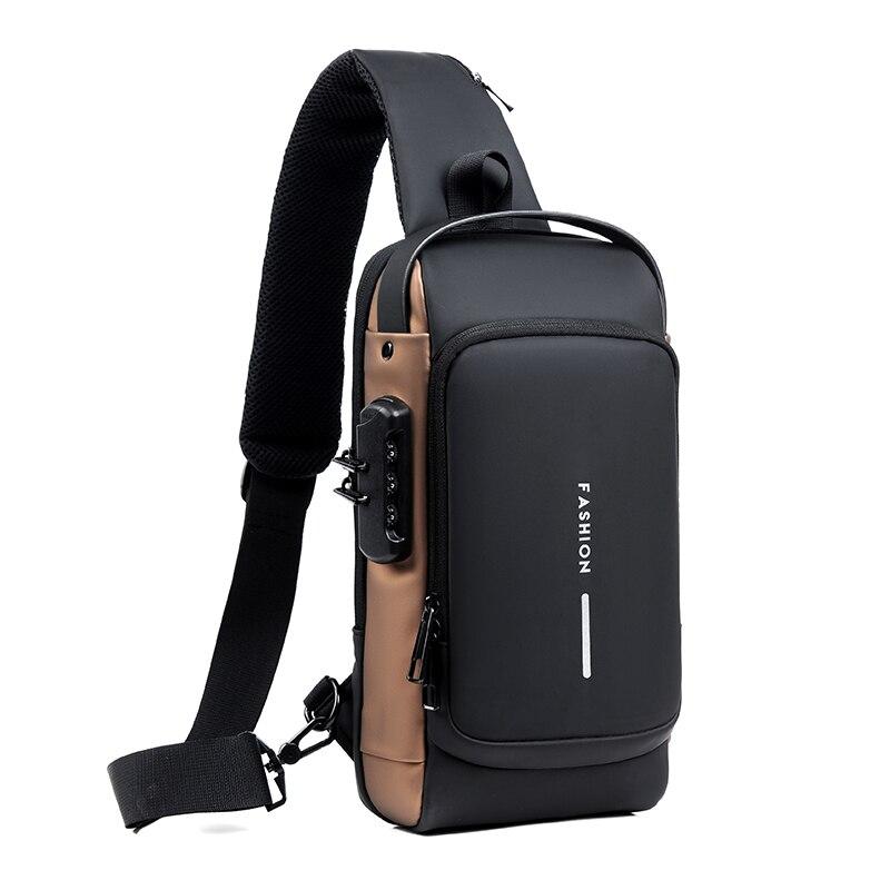 Men's Shoulder Bag Multifunction Anti Theft USB Messenger Pack Man Crossbody Cross Body Travel Sling Chest Bags Pack