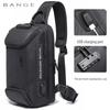 BANGE Men's Anti-theft Tech USB Crossbody Chest Bag