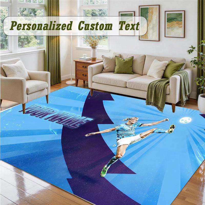 Crystal Velvet Square Rug Custom NameErling Haaland Pattern Non Slip Home Floor Decor Rug