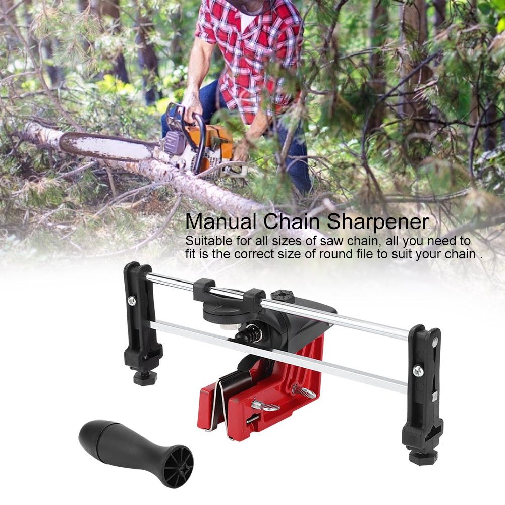 Portable Chainsaw Saw Chain Filing Tool Metal Bar Mounted Manual Chain Sharpener