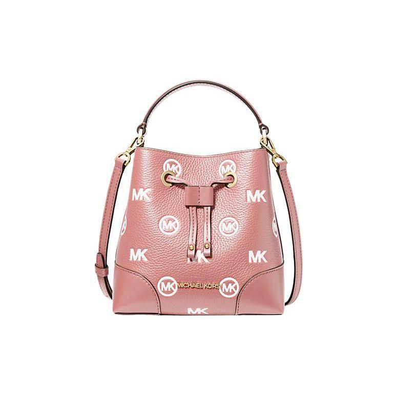

Michael Kors MK Mercer Logo Embossed Leather Bucket Bag Women handbags Pink 35F3GM9M1L-664 Pink,Basic Set (Bag+Dust Bag)
