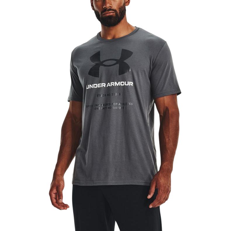 Under Armour Letter Logo Print T-Shirt Men tops Gray 1370729-012