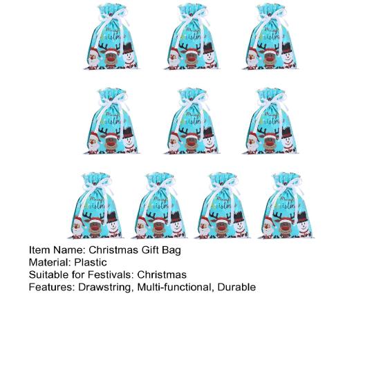 10 Pcs Christmas Drawstring Gift Bags Large Candy Cookie Wrapping Bags for Birthday Holiday Presents Xmas Party Supplies