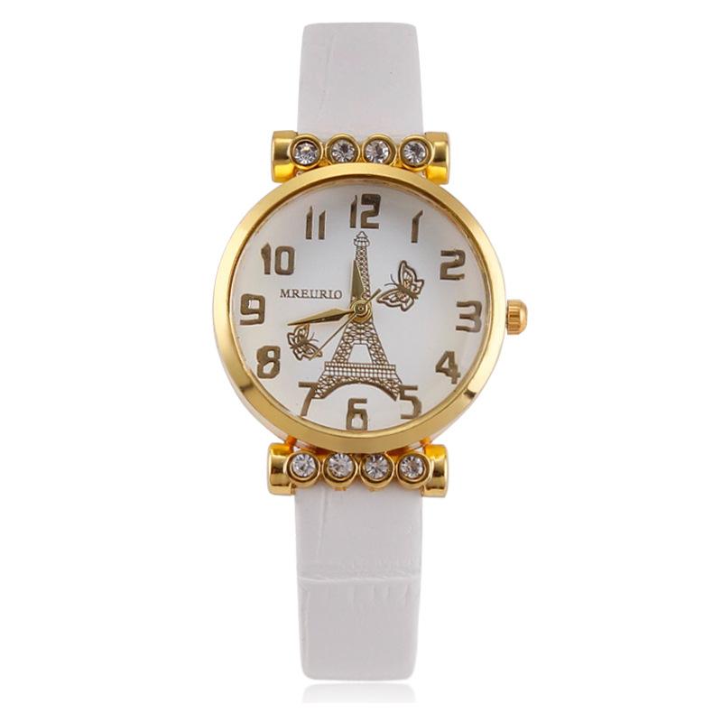 

Новые женские часы, модные, с маленьким циферблатом, Эйфелева башня, цифровые кварцевые женские часы белый
