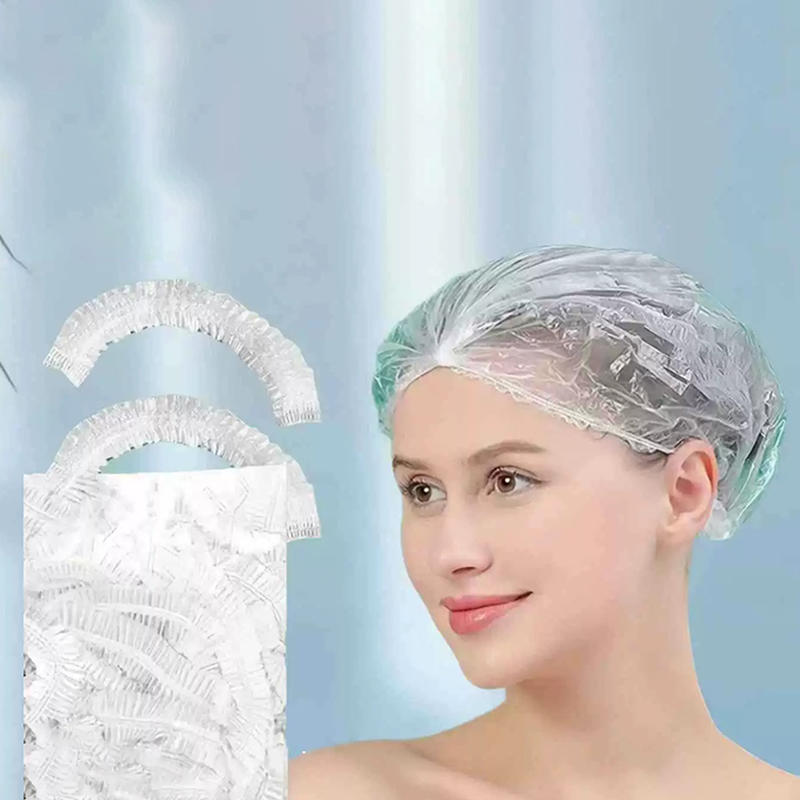 100Pcs Clear Disposable Shower Caps PE Waterproof Hair Caps for Hair Dye, Spa & Bathing  Kitchen Bathroom Accessories