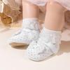2025 Girls' Velvet Bow Princess Walker Shoes - Soft Sole, Korean Style 