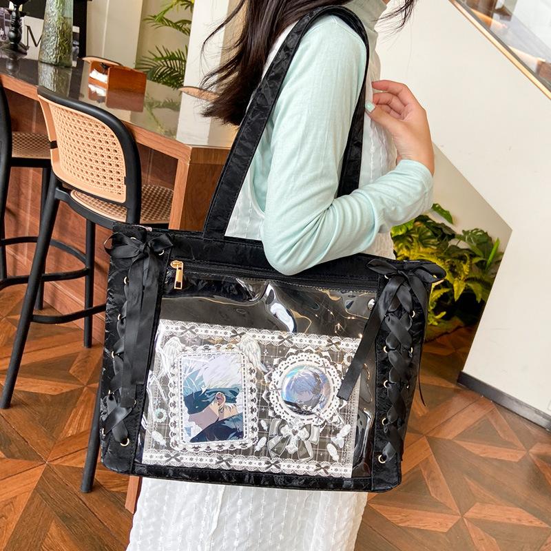 New Japanese Ribbon Pain Bag Large Capacity Ribbon Pain Bag Bow Transparent Baby Bag