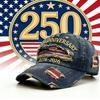 250th Anniversary of American Independence Commemorative Cowboy Ripped Baseball Cap, Patriotic Baseball Cap, Adjustable