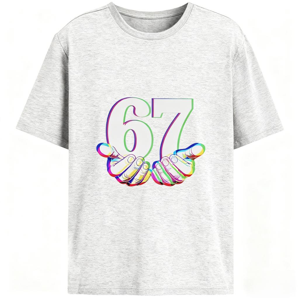 Six Seven 67 Meme Design Funny 1pcs T-Shirts Set Women Graphic Design Pure Cotton Unisex Fashion Casual Round Neck Loose T-Shirt