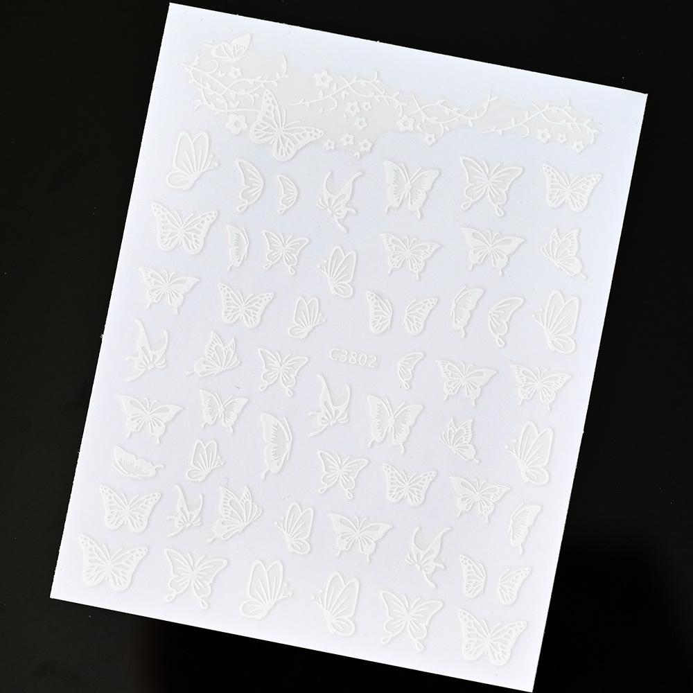 Bronzing Solid Color Butterfly Flame Nail Art Sticker 3D Adhesive Self-Adhesive Sweet Wind Nail Decorative Patch