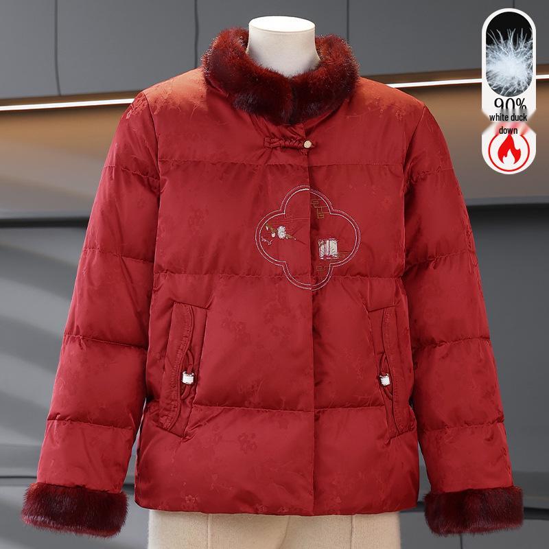 

Women s Winter White Duck Down Coat for Mom - Stylish 2026 Edition 3XL (115-135 jin) красный