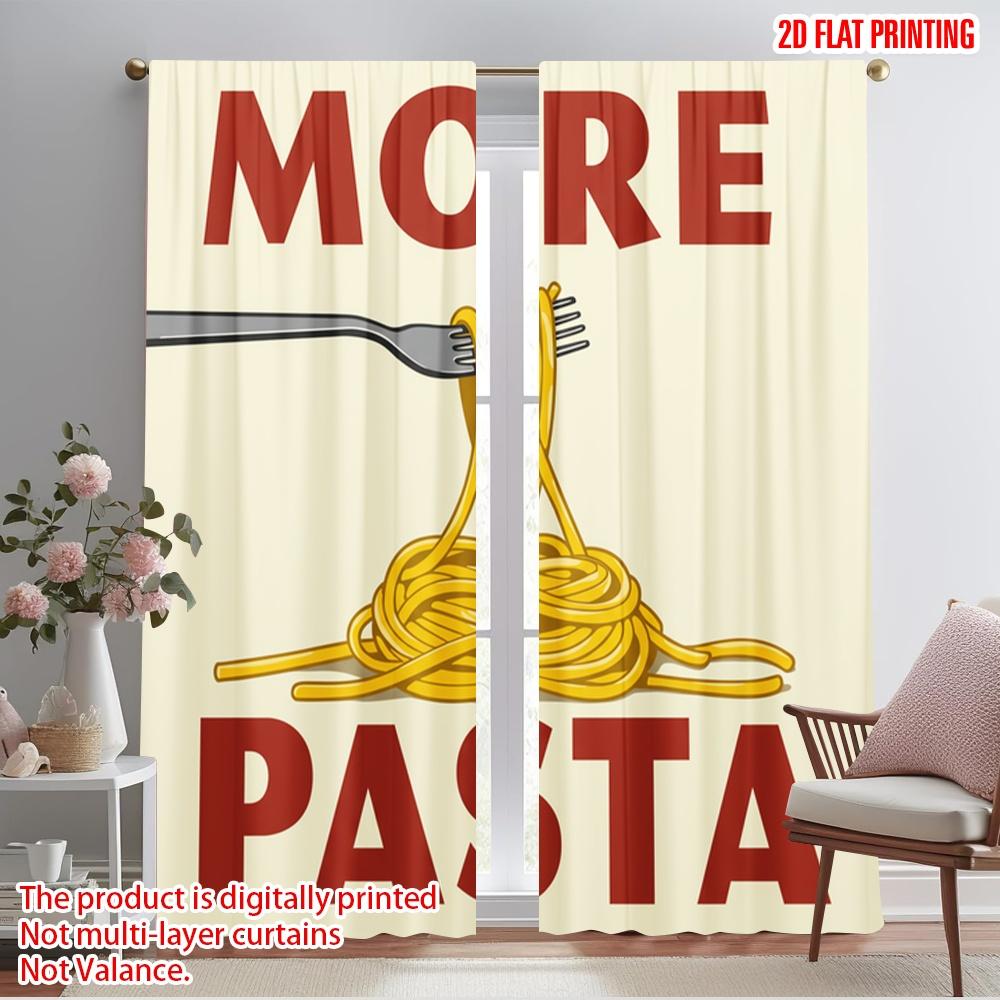 

2pcs 2D flat printing Curtain More Pasta Polyester Without Electricity Birthday Party Perfect for Booths Studio Props 52.50×116.00 CM 2pcs