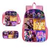 Kpop Hexenjäger Hochauflösender Druck Große Kapazität Rosa Hoher Wert Anti-Buckel Verschleißfest 3-teiliges Set Schultasche Mahlzeit