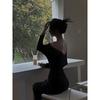 Hepburn retro off-the-shoulder sexy dress niche design slim and thin temperament celebrity high-end