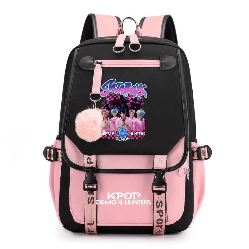K-pop Inspired Anime Girl Group Backpack Students Teens School Use Lightweight Oxford Fabric With USB Port Padded Straps